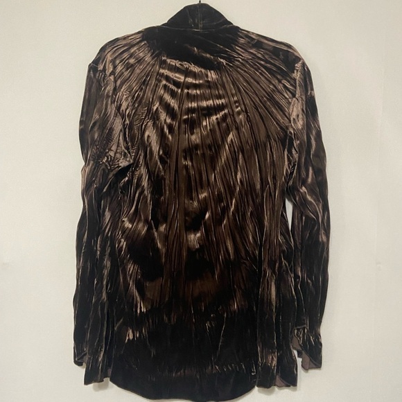 Surrealist EUC brown velvet open front cardigan with applique floral size 4 - Picture 2 of 6